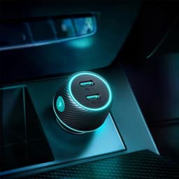 Joyroom - JR-CCN02 70W Dual PD Multi-Color Car Charger with Light Button-Black – Bild 5