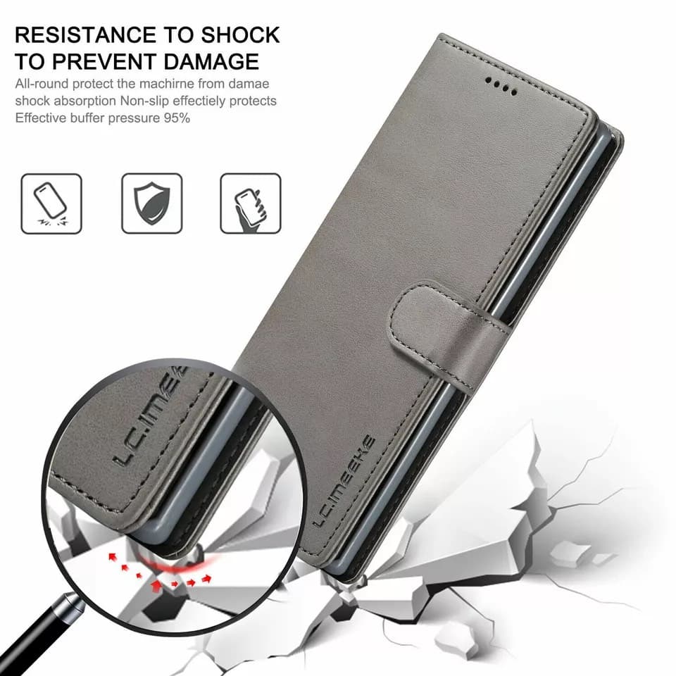 Huawei P30 Pro - LC.IMEEKE Wallet case with 3 card slots & magnetic closure, gray – 3