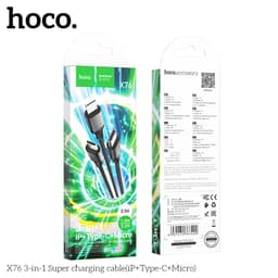 Hoco X76 3-in-1 Super charging cable(iP+Type-C+Micro), black – Bild 6