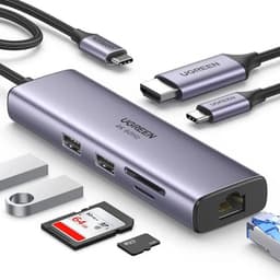 Ugreen - Hub USB-C 7-in-1 con HDMI, LAN e PD (CM512 / 60515), grigio/nero – Bild 3