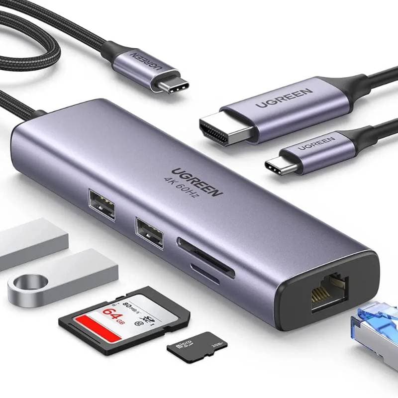 Ugreen - USB-C Hub 7-in-1 with HDMI, LAN & PD (CM512 / 60515), gray/black – 3