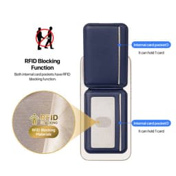 iPhone 12/13/14/15/16 Series . Dux Ducis Magnetic Leather Wallet Stand with MagSafe, blau – Bild 9