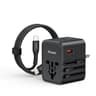Mcdodo - Globepower 25W universal travel adapter, 2 USB-C, 1 USB-A with USB-C cable, black