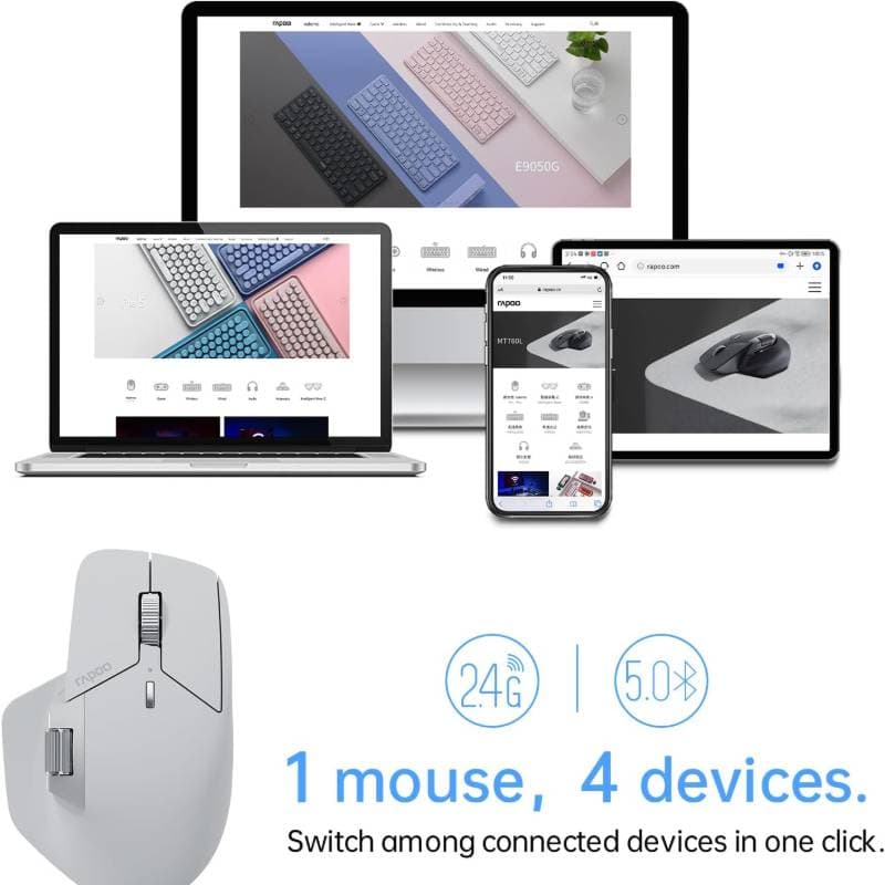 rapoo - MT760 - Bluetooth Mouse - Wireless mouse, light gray – 2