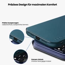 iPhone 12/12 Pro - X-Level FIBColor Flip Etui, Kunstleder, 360° Rundumschutz, Dunkelblau – Bild 6