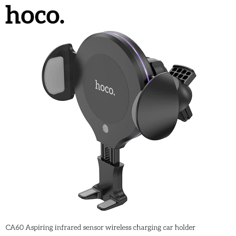 Hoco CA60 Aspiring supporto di ricarica wireless per auto con sensore a infrarossi, nero – 4