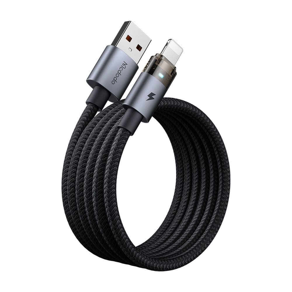 McDodo - Lightning to USB-A, Transparent Cable with Charging Light, 1.2m, noir – 4