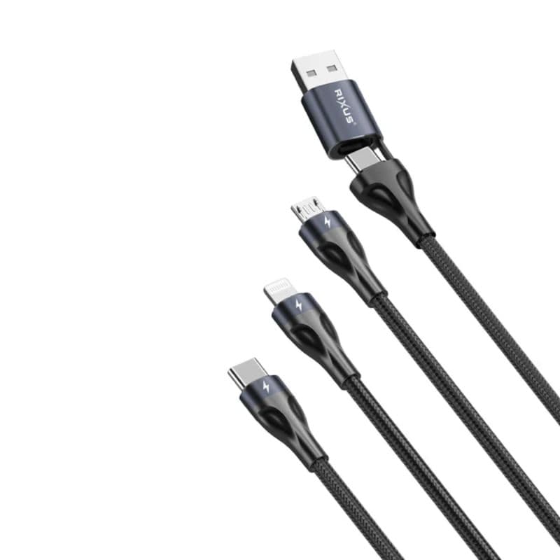 Rixus - 5-in-1 Fast Charging Cable (RXUC23) - Schwarz