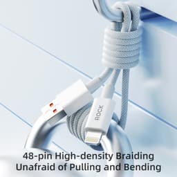 ROCK Z20 Cavo da USB-A a Lightning da 100 cm - Cavo di ricarica rapida e dati da 2,4 A, bianco, tessuto – Bild 7
