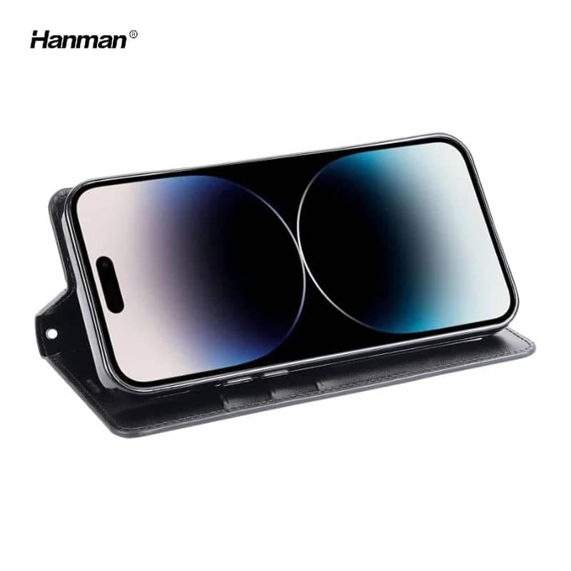 Apple iPhone 7/8/SE 2020/SE 2022 - Hanman Mill Flip Case mit 3 Kartenfächern, schwarz – 3