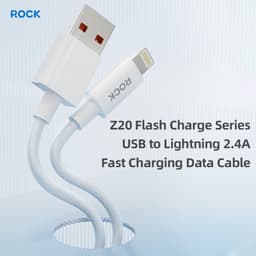 ROCK Z20 Cavo da USB-A a Lightning da 100 cm - Cavo di ricarica rapida e dati da 2,4 A, bianco, tessuto – Bild 5