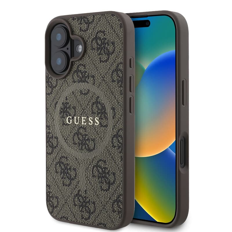 iPhone 16 Plus Guess MagSafe BackCase Braun
