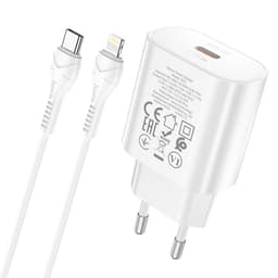 Hoco - PD25W charger set with Lightning-to-Type-C cable, compatible with iPhone, white – Bild 2