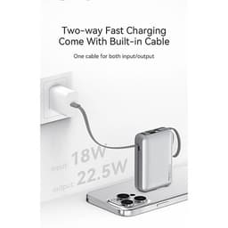 Recci - RPB-P63 20000mAh Powerbank, mit 22.5W integriertem USB Type-C Kabel, silber – Bild 8