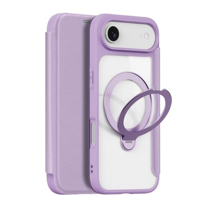 iPhone Air - DUX Ducis Skin X Pro Series Flip Case, Taschen (Vorder- & Rückseite), Violett mit MagStand