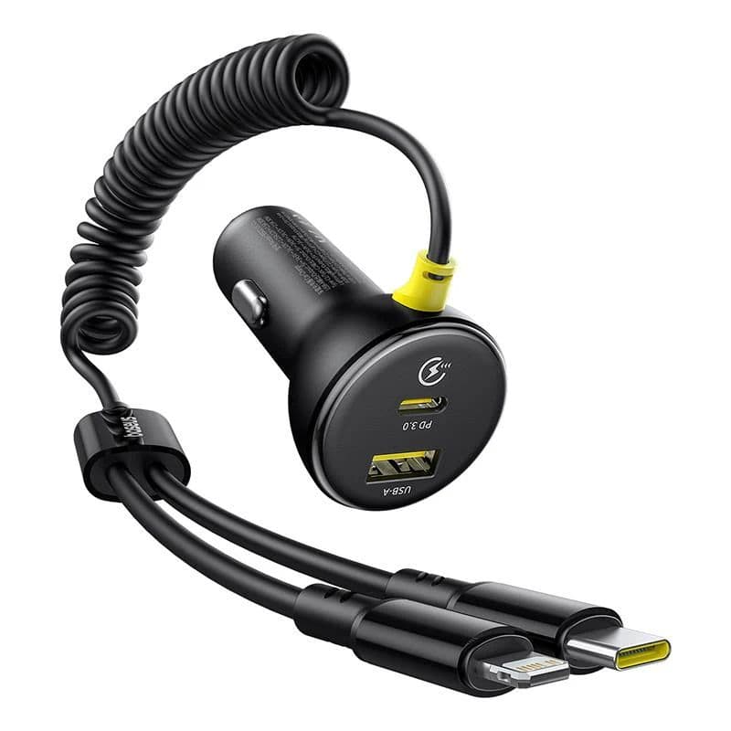 Baseus - Caricabatterie circolare per auto 60W C-C / C-L nero – 4