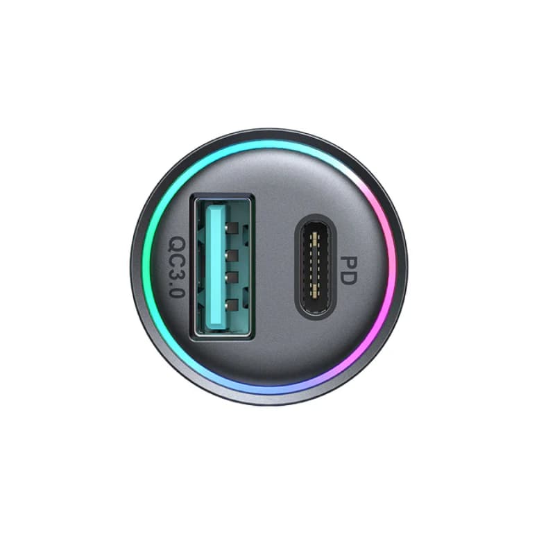Joyroom - JR-CCN04, Mini Metal Fast Car Charger (A+C) 60W, Schwarz – 3