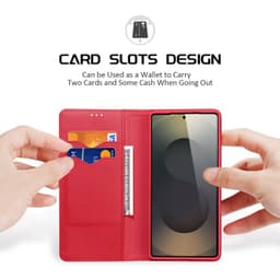 Samsung Galaxy S25 Edge- DUX Hivo Series Flip Case, Rouge, Similicuir – Bild 2