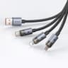 McDodo - Câble 3 en 1, transparent, USB-A vers C + Lightning + Micro-USB, 1,2 m, noir