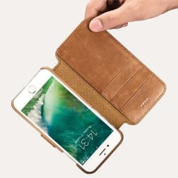 iPhone 7 Plus / 8 Plus - iCarer étui en cuir véritable détachable 2 en 1 Mobile Phone Wallet Folio marron – Bild 3