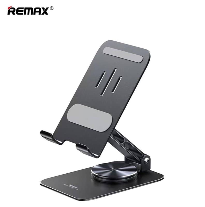 REMAX - RM-C38 Supporto da tavolo in metallo per smartphone e tablet, ruotabile a 360°, nero