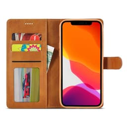 iPhone 12 / 12 Pro - LC.IMEEKE Wallet Etui mit 3 Kartenfächern & Magnetverschluss, hellbraun/orange – Bild 4