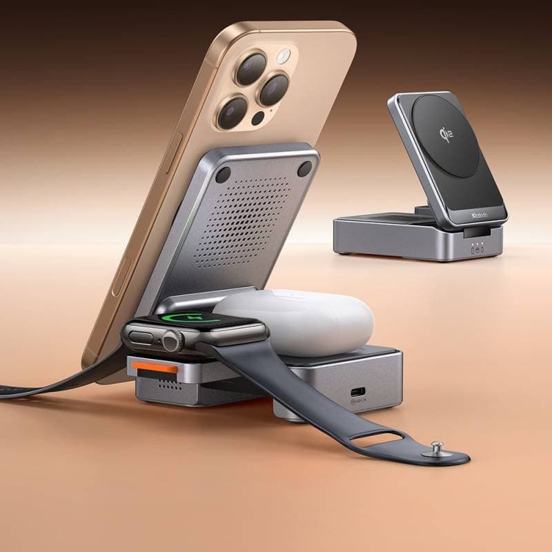 McDodo - Stazione di ricarica Qi2 3 in 1 pieghevole (telefono cellulare, orologio, Airpods), nero – 2