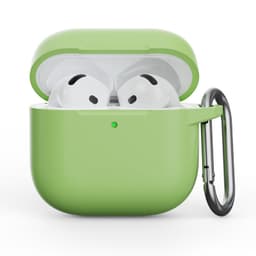 AirPods 4. Gen - Silikon Etui – Robuster Schutz mit Karabiner, Matcha Green (hellgrün) – Bild 1