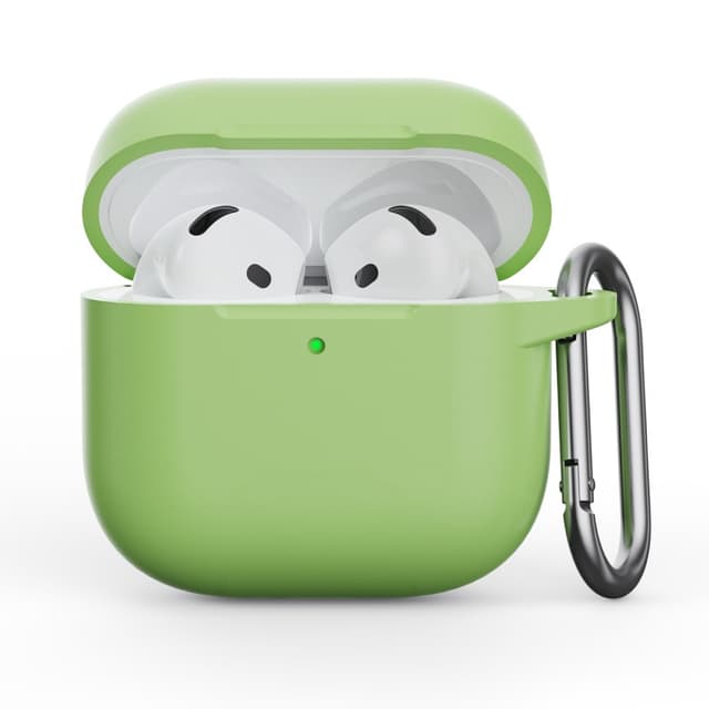 AirPods 4th Gen - Custodia in silicone - Protezione robusta con moschettone, Matcha Green (verde chiaro)