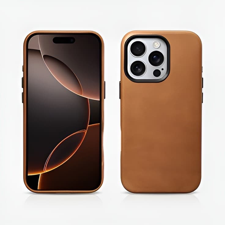 iPhone 16 Pro - Cera ad olio in vera pelle premium con Magsafe, marrone chiaro