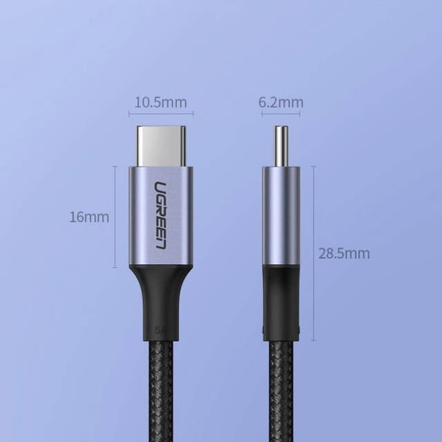 Ugreen - Câble USB-C nylon-aluminium 1 m (US316 / 70427), noir/gris