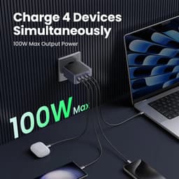 Ugreen - Caricabatterie rapido Nexode S GaN, 100W, 4 porte (3x USB-C / 1x USB-A), nero – Bild 3
