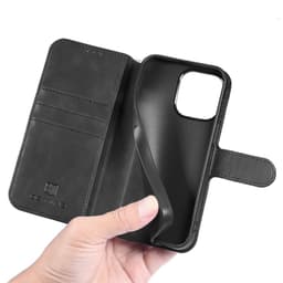 iPhone 12 Pro Max - DG.MING Étui à rabat vintage, 3 emplacements pour cartes, fermeture magnétique, noir – Bild 9