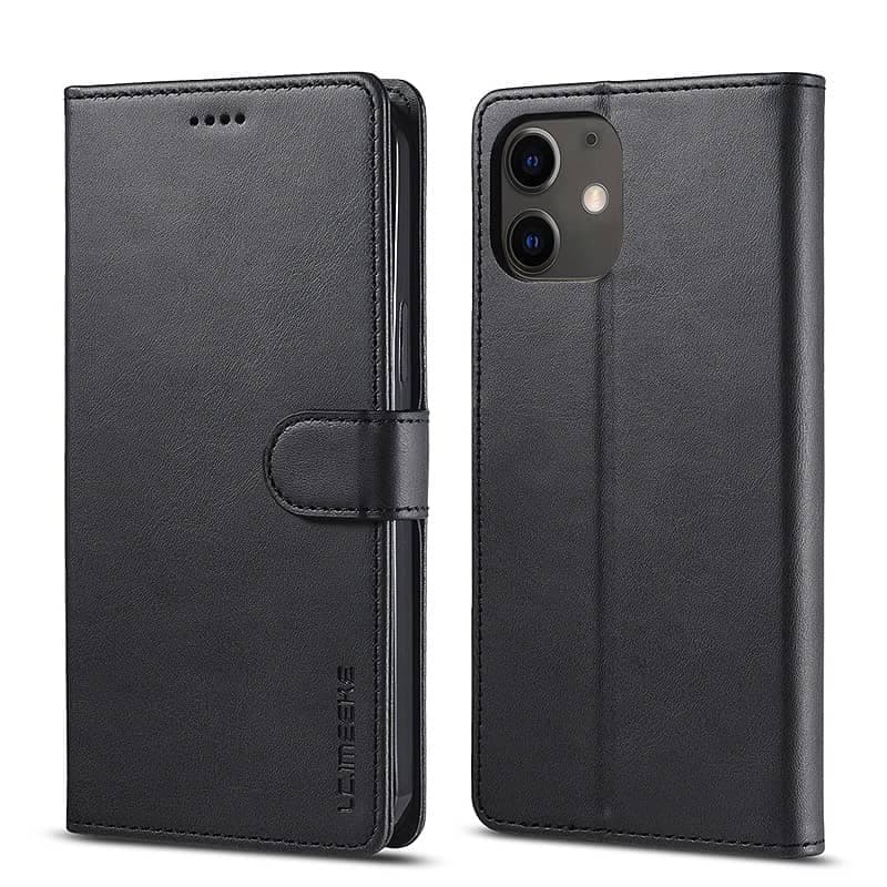 iPhone 14 Pro - LC.IMEEKE Wallet Etui mit 3 Kartenfächern & Magnetverschluss, schwarz