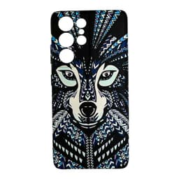 Samsung Galaxy S21 Ultra – Actec Backcase Blue Fox mit Tribal-Wolf Design, Blau/Schwarz – Bild 1