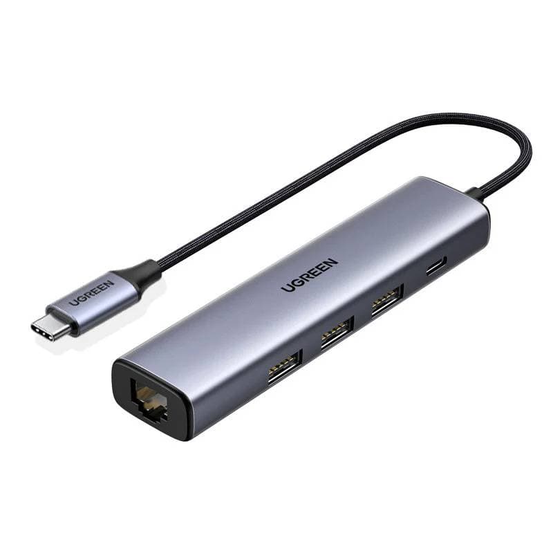 Ugreen – USB-C zu USB3.0 Ethernet Adapter 1000 Mbps (CM475 / 20932), grau/schwarz