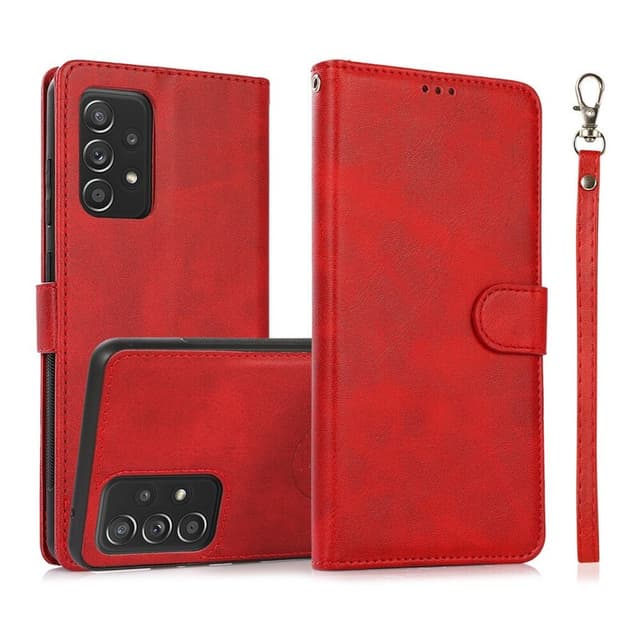 Samsung Galaxy S24 - Custodia flip magnetica 2in1 con slot per carte e cinturino da polso, rosso