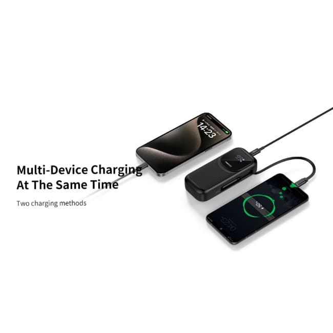 Recci RPB-P47 10000mAh Powerbank, 22.5W, USB Type-C Magsafe estensibile, nero – 3