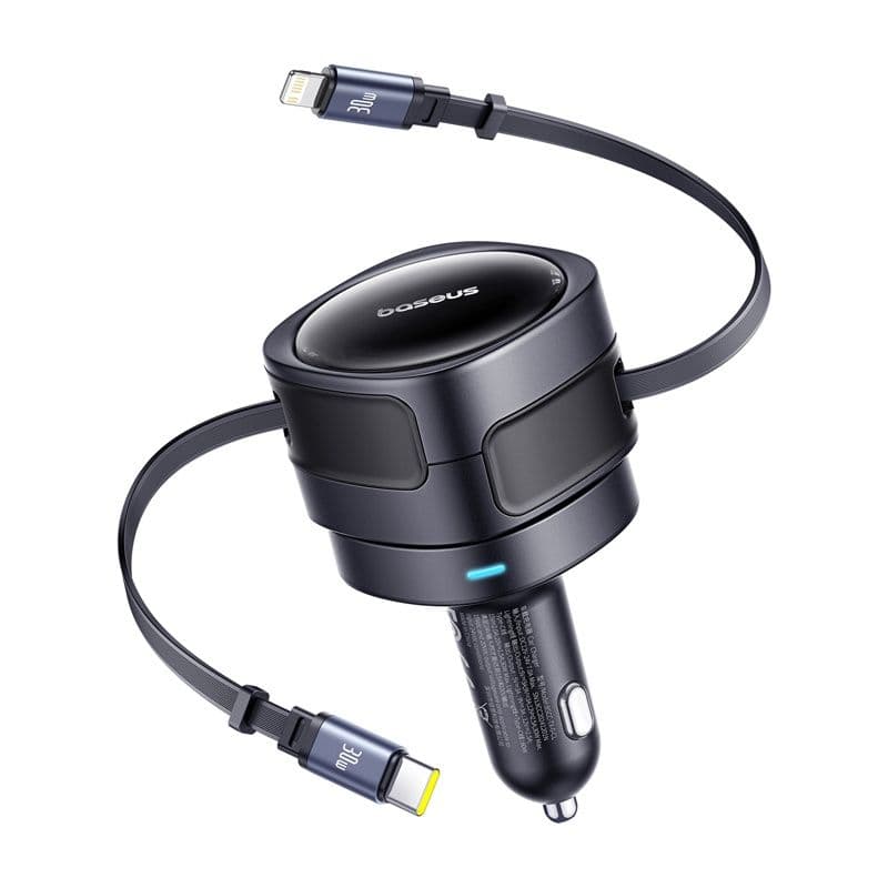 Caricabatterie da auto Baseus Enjoyment Max - 90W doppia porta da USB-C a Lightning, U+C, nero