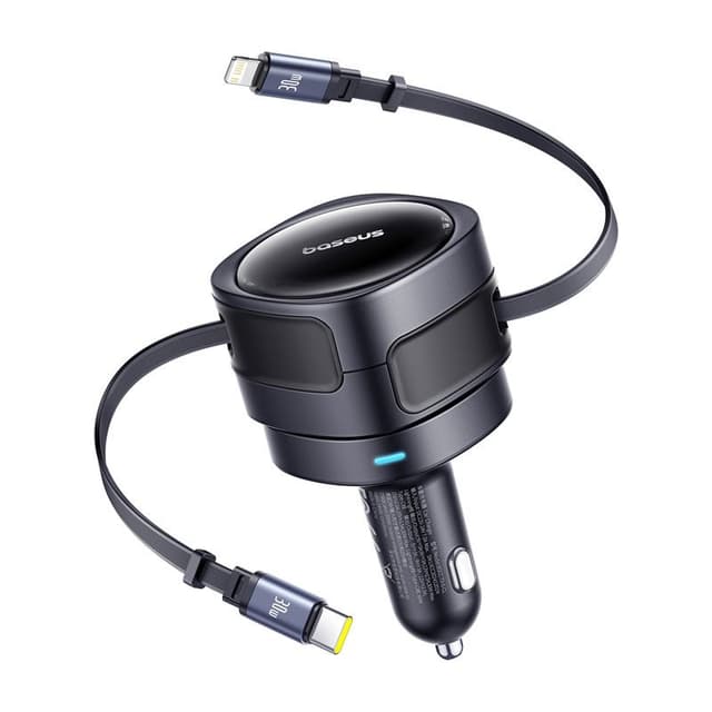 Baseus Enjoyment Max Chargeur voiture - 90W double USB-C vers Lightning, ports U+C, noir