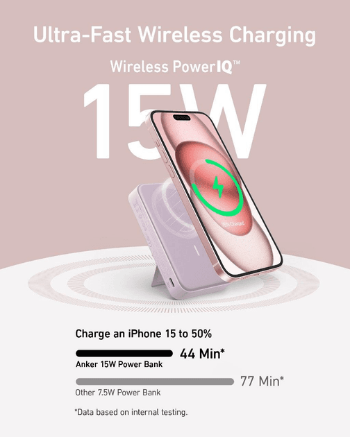 Anker A1654 P11 15W, Magsafe Kabellose Powerbank (MagGo), 10000mAh, Pink – 3