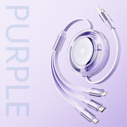 Rock L10 Honeycomb 3in1 data cable - Micro-USB, USB-C, Lightning, Purple – Bild 2