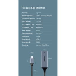 Ugreen – USB-C zu RJ45 LAN Adapter (CM199 / 50737), grau/schwarz – Bild 9