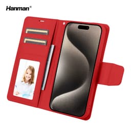 Apple iPhone 7/8/SE (2020/2022) - Hanman Mill Flip Case mit 3 Kartenfächern, rot – Bild 1