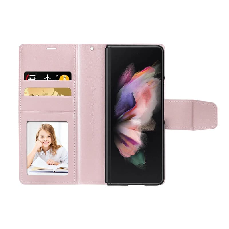 Samsung Galaxy Z Fold3 - Hanman Mill Flip Case mit 3 Kartenfächern, Rosegold