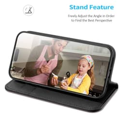 Apple iPhone 16 - DUX Hivo Series Flip Case, black, imitation leather – Bild 6