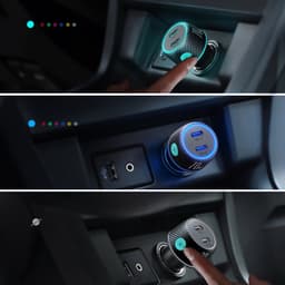 Joyroom - JR-CCN02 70W Dual PD Multi-Color Car Charger with Light Button-Black – Bild 7