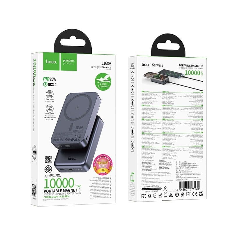 Hoco - J160A Powerbank 10000mAh, 20W+PD20W, Black, Wireless Charging, black – 2