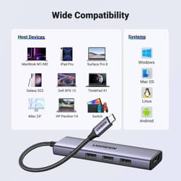 Ugreen - Hub USB-C 5-en-1 avec HDMI 4K@60Hz & 3x USB-A (CM511 / 15597), gris/noir – Bild 2