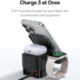 Baseus - Station de recharge sans fil 3en1 MagPro pour smartphone, smartwatch et écouteurs, noir – Bild 3